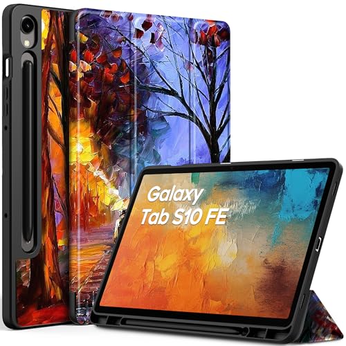 EasyAcc Hülle für Samsung Galaxy Tab S10 FE 10.9" 2025/ S9 FE 10.9" /S9 11 Zoll mit S Pen Halter - Ultra Dünn mit Standfunktion Slim PU Leder Schutzhülle, Nachtweg von EasyAcc