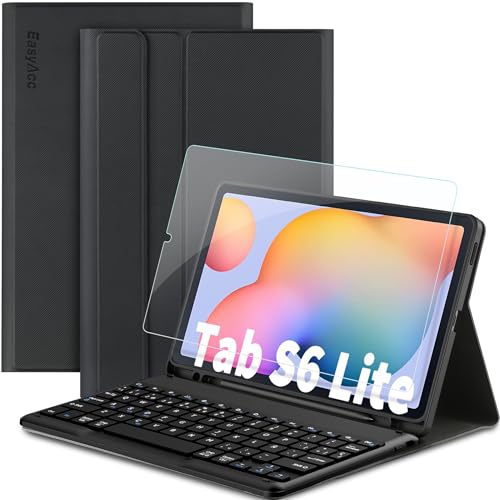 EasyAcc Spanisch Tastatur Hülle Beleuchtet Kompatibel mit Samsung Galaxy Tab S6 Lite 10,4 Zoll 2024/2022/2020 SM-P610N P615N, Wiederaufladbare Bluetooth Funkta von EasyAcc