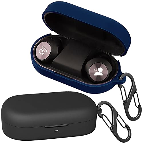 [2-Pack] easyBee Hülle Kompatibel mit Bang&Olufse Beoplay EQ [mit 2 Karabiner], Flüssiges Silikon Case Ultradünn Stoßfest Schutzhülle Bluetooth Kopfhörer Tasche - Schwarz und Blau von easyBee