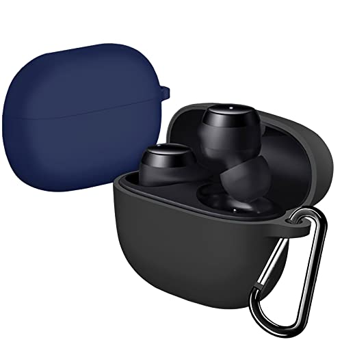 EasyBee [2-Pack] Silikon Hülle Kompatibel mit Xiaomi Redmi Buds 3 Lite Bluetooth Kopfhörer, Voller Schutz Stoßfeste Schutzhülle Case - Schwarz und Dunkelblau von easyBee