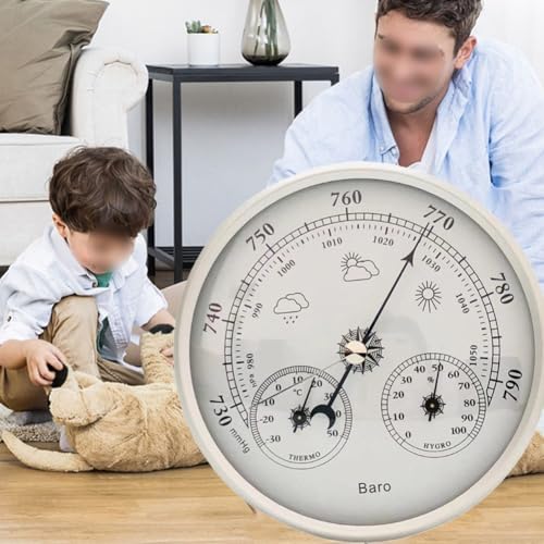 Analoges Barometer mit Thermometer-Hygrometer, 3-in-1-Wetterstation für Innen- und Außenbereich, Aluminiumrahmen, Durchmesser 130 mm Analoges Barometer mit Thermometer-Hygrometer, 3-in-1-Wetterstation für Innen- und Außenbereich, Aluminiumrahmen, Durchmesser 130 mm von EasyByMall