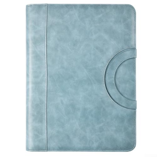 Praktische Konferenzmappe aus Leder für A4-Dokumente, inklusive Telefonhalter und Ringbuch-Klemmbrett (blau) von EasyByMall
