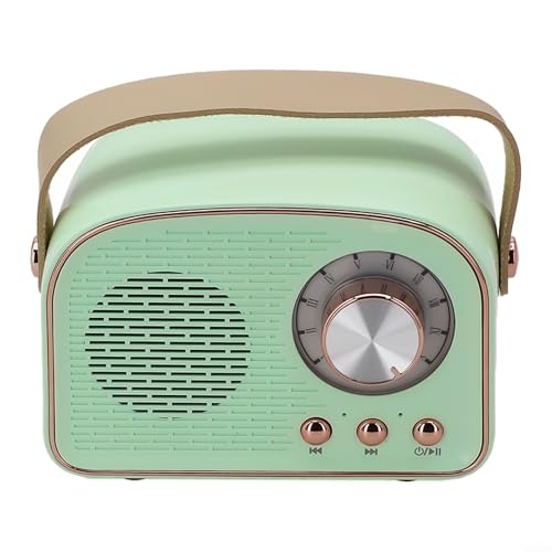 Retro-Radio, kabelloser FM-Radio-Empfang, Retro-Vintage-Radio, unterstützt TF-Karte/USB-MP3-Player/AUX/Bass-Modus, 115 x 78 x 61 mm, tragbares Radio (grünes Gras) von EasyByMall