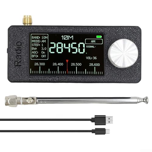 Taschenradioempfänger, SI4732, Taschenformat, 0,5–108 MHz, Mini-Radio LSB USB AM FM mit 1,9 Zoll Display 170 x 320 für ESP-32-S3 (schwarze Zugstange) von EasyByMall
