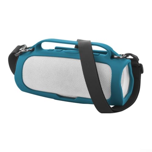 Tragbare Lautsprecher-Aufbewahrungsbox, Silikonhülle mit zwei seitlichen Haken und einem Schultergurt für JBL Charge 4 (blau) von EasyByMall