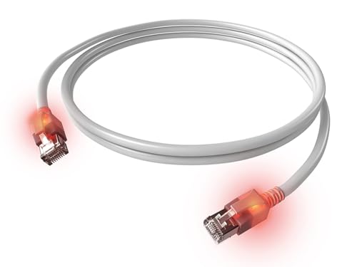 EasyLan DualBoot LED Patchkabel RJ45 S/FTP Kat.6A (Class EA), mit saCon Stecker, LSOH, weiß, 2 m von EasyLan