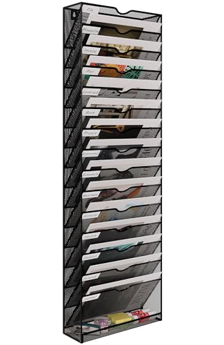 EasyPAG 16 Fächer Metall A4 Zeitschriftenhalter Wand Zeitschriften Wandhalter Aktenablage Dokumentenhalter Hängend Magazin Organizer Flyerständer Prospektspender,Schwarz von EasyPAG