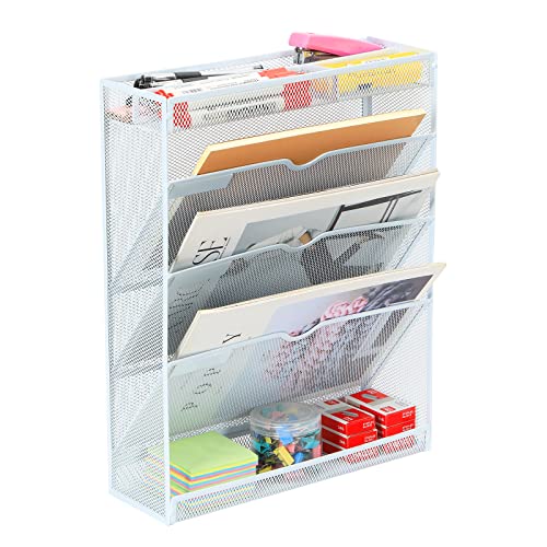 EasyPAG 4 Etagen, A4-Netz, zum Aufhängen, Wand-Organizer, Zeitschriften-Aufbewahrungsregal, Schreibwaren, Ordnung, Weiß von EasyPAG