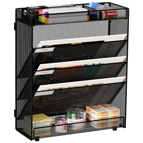 EasyPAG 5 Fächer Zusammensetzen Metall A4 Zeitschriftenhalter Wand Zeitschriften Wandhalter Aktenablage Dokumentenhalter Hängend Magazin Organizer Flyerständer Prospektspender,Schwarz von EasyPAG