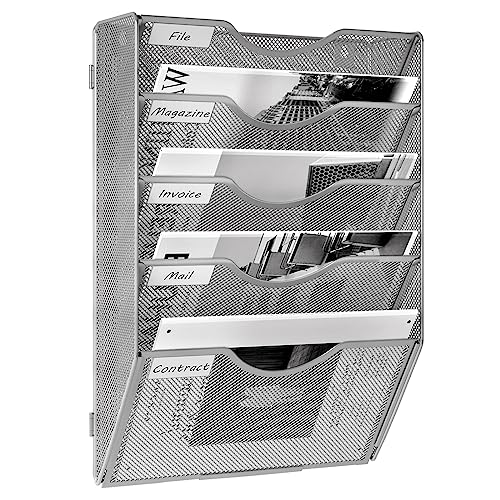 EasyPAG A4-Netz-Ablage, 5 Etagen, Aktenhalter, Magazin-Aufbewahrung, Silber von EasyPAG