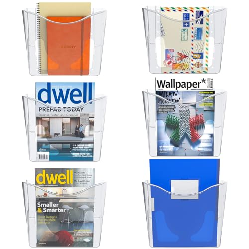EasyPAG Klare Acryl Hochformat A4 Zeitschriftenhalter Wand Zeitschriften Wandhalter Aktenablage Dokumentenhalter Hängend Magazin Organizer,6er-Pack von EasyPAG