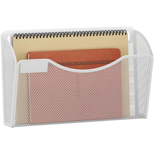 EasyPAG Metall Querformat A4 Zeitschriftenhalter Wand Zeitschriften Wandhalter Aktenablage Dokumentenhalter Hängend Magazin Organizer mit Tag-Platte,Weiß von EasyPAG
