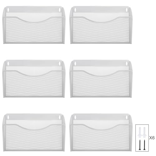 EasyPAG Metall Querformat A4 Zeitschriftenhalter Wand Zeitschriften Wandhalter Aktenablage Dokumentenhalter Hängend Magazin Organizer,6er-Pack,Weiß von EasyPAG