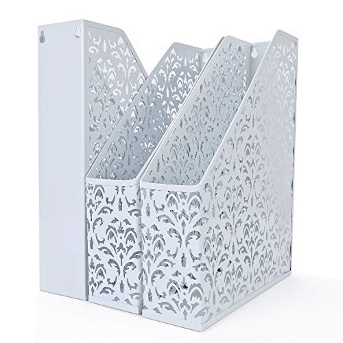 EasyPAG Zeitschriftensammler A4 Metall Büro Schreibtisch Organizer Akten Dokumenten Ablage Zeitschriften Halter Brief Papier Magazin Organisator,3er-Pack,Weiß von EasyPAG