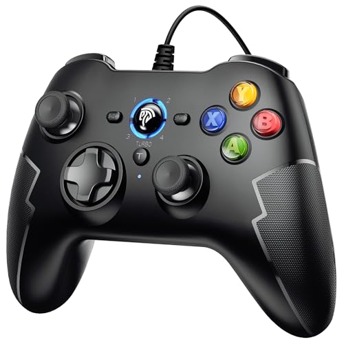 EasySMX Controller PC Gaming Controller PC mit Kabel Joypad PC mit Hall Trigger Gamepad mit Dual Vibration& Turbo Funktion, kompatibel mit PC Windows/PS3/Android TV/Android TV Box-Schwarz von EasySMX