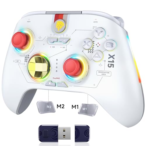 EasySMX X15 Wireless Controller PC, Bluetooth PC Controller mit 7 RGB Licht, Hall Joystick, Hall Trigger, Programmierbare Tasten- Kompatibel mit PC/Switch/Handy/Tablet von EasySMX