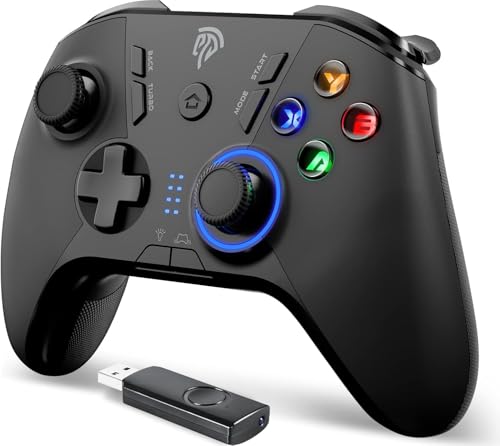 EasySMX PS3 Controller, 2.4G Wireless Gamepad, einstellbare LED und Vibrationsfunktion, Turbo, Vier programmierbare Tasten für PS3/ PC/Android Tablets,TV, TV Box von EasySMX