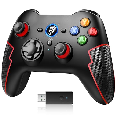 EasySMX Wireless PC Controller Game Controller PC Kabellos Bluetooth Gamepad mit Hall-Trigger&Dual Vibration&Turbo funktion, kompatibel mitPC/PS3/Switch/Android TV/TV-Box/Handy/Tablet/Laptop – Rot von EasySMX