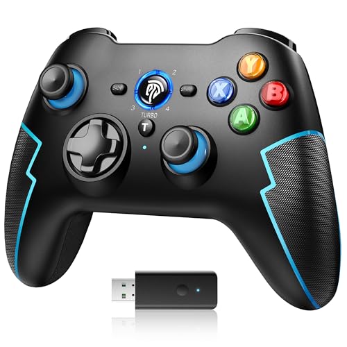 EasySMX Wireless PC Controller Game Controller PC Kabellos Bluetooth Gamepad mit Hall-Trigger&Dual Vibration&Turbo funktion, kompatibel mitPC/PS3/Switch/Android TV/TV-Box/Handy/Tablet/Laptop – Blau von EasySMX