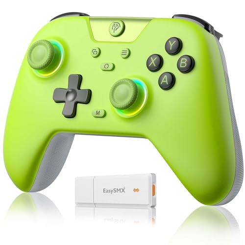 EasySMX X05 Controller PC mit 7 Farbe RGB Licht, Controller PC wireless mit Hall Joysticks & Hall Triggers, Bluetooth Controller für PC/Switch/Steam/Handy-Grün EasySMX X05 Controller PC mit 7 Farbe RGB Licht, Controller PC wireless mit Hall Joysticks & Hall Triggers, Bluetooth Controller für PC/Switch/Steam/Handy-Grün von EasySMX