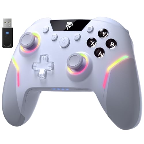EasySMX X20 Wireless Controller PC mit RGB, Bluetooth Controller mit 2 in 1 Trigger & abnehmbare Hall Joystick & Mechanische Tasten, 6 Achsen Gyro, Kompatibel mit PC/Switch/Handy-Weiß EasySMX X20 Wireless Controller PC mit RGB, Bluetooth Controller mit 2 in 1 Trigger & abnehmbare Hall Joystick & Mechanische Tasten, 6 Achsen Gyro, Kompatibel mit PC/Switch/Handy-Weiß von EasySMX