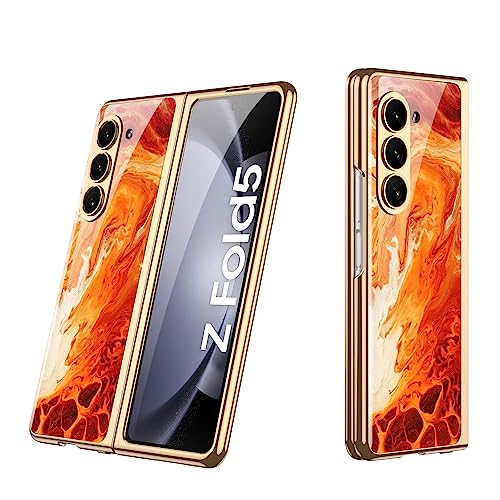 EasyShow Kompatibel mit Samsung Galaxy Z Fold5 5G Hülle, Z Fold5 ultradünnes Glas glänzend lackierte Handyhülle, Faltbare Handyhülle für Samsung Z Fold 5 2023-Agate von EasyShow