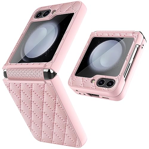 EasyShow Ledertasche für Samsung Flip 5 Hülle, Muster Leder Galaxy Z Flip5 Hülle Case, kommt mit kleinem gehärtetem Bildschirm, Design Fine Texture Z Flip 5 Hülle für Samsung Galaxy Z Flip5 5G-Rosa EasyShow Ledertasche für Samsung Flip 5 Hülle, Muster Leder Galaxy Z Flip5 Hülle Case, kommt mit kleinem gehärtetem Bildschirm, Design Fine Texture Z Flip 5 Hülle für Samsung Galaxy Z Flip5 5G-Rosa von EasyShow