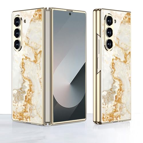 Kompatibel mit Samsung Galaxy Z Fold6 5G Hülle, Z Fold6 ultradünnes Glas glänzend lackierte Handyhülle, Faltbare Handyhülle für Samsung Z Fold 6 2024-Gold gelb Kompatibel mit Samsung Galaxy Z Fold6 5G Hülle, Z Fold6 ultradünnes Glas glänzend lackierte Handyhülle, Faltbare Handyhülle für Samsung Z Fold 6 2024-Gold gelb von EasyShow