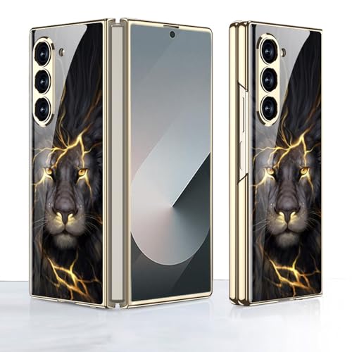 Kompatibel mit Samsung Galaxy Z Fold6 5G Hülle, Z Fold6 ultradünnes Glas glänzend lackierte Handyhülle, Faltbare Handyhülle für Samsung Z Fold 6 2024-Lion Kompatibel mit Samsung Galaxy Z Fold6 5G Hülle, Z Fold6 ultradünnes Glas glänzend lackierte Handyhülle, Faltbare Handyhülle für Samsung Z Fold 6 2024-Lion von EasyShow