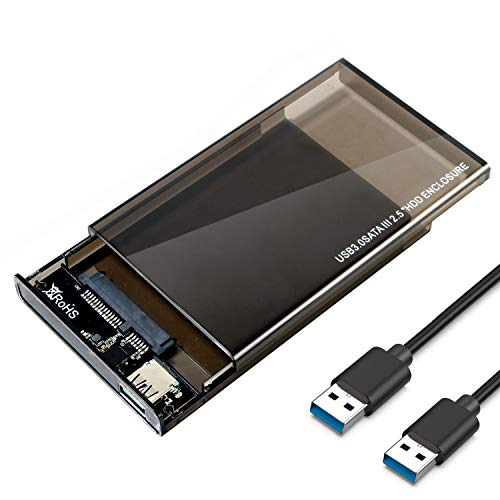 EasyULT Festplattengehäuse 2.5 Zoll USB 3.0, Externes Festplatten Gehäuse für 9.5mm 7mm 2.5 Zoll SATA SSD und HDD mit USB 3.0 Kabel[Werkzeugfreie Montage, UASP Beschleunigung] von EasyULT