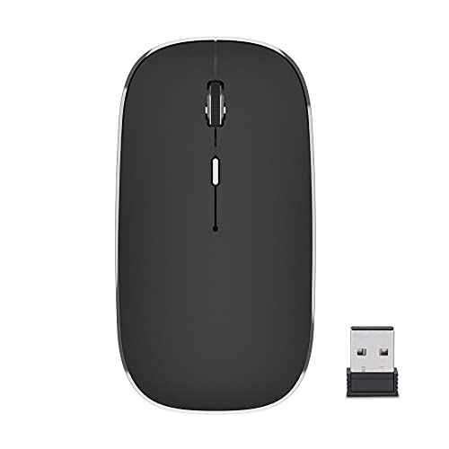 EasyULT Kabellose Bluetooth Maus, 2.4G Bluetooth 5.1 Funkmaus 1000/1200/1600 DPI Einstellbar Leise Wiederaufladbare Kabellose Maus für Windows7/8/10/XP/Mac ios13 und Höher(Schwarz) von EasyULT