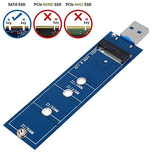 EasyULT M.2 USB Adapter(Kein Kabel Erforderlich), M.2 SSD zu USB 3.0 Adapter Unterstützt NGFF SATA B/B+M Key M2 SSD 5 Gbps UASP Kompatibel für 2230 2242 2260 2280 SSD von EasyULT