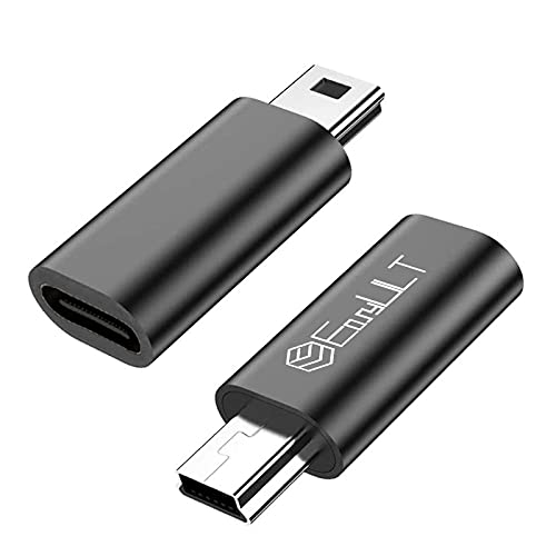 EasyULT USB C zu Mini USB 2.0 Adapter [2 Stücke], Type C Female zu Mini USB 2.0 Male Stecker, Laden & Datentransfer, kompatibel mit MP3-Player, Digitalkamera, Satellitennavigation, GPS, Fahrrekorder von EasyULT