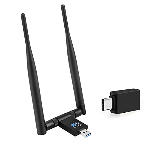 EasyULT WLAN Stick, USB 3.0 WLAN Adapter 1200Mbps WiFi Dongle Dualband 2.4/5.8 GHz Wireless Netzwerk Adapter mit 2 x 5dBi Antenne WiFi Empfänger für Windows/Mac OS/Linux/Desktop/PC/Laptop von EasyULT