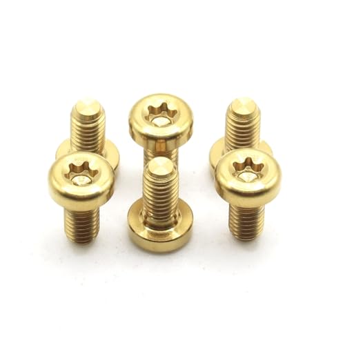 Easybikeparts Titan-Scheiben-Rotorschrauben - M5x10mm T25 Torx - Ultraleicht & Korrosionsbeständig - 6 Stück - Kompatibel mit MTB, Straße, Kies und E-Bikes (Gold) von Easybikeparts