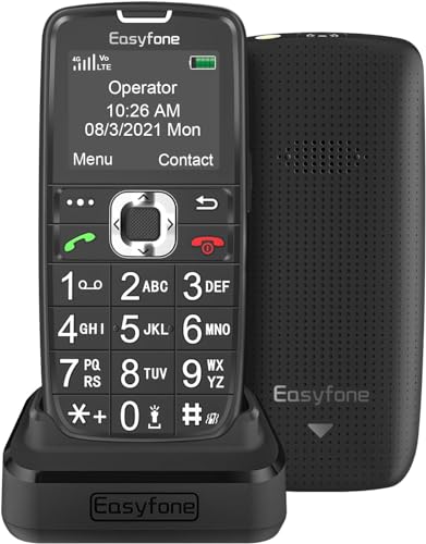 Easyfone Prime-A6 | Seniorenhandy 4G | Tastenhandy ohne Vertrag | Mobiltelefon mit Notruftaste und Ladestation | Taschenlampe | FM-Radio | Telefon mit großen Tasten | Schwarz von Easyfone