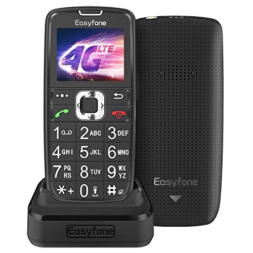 Easyfone Prime-A6 Seniorenhandy 4G Volte ohne Vertrag, Großtasten Mobiltelefon Einfach und Tasten Notruffunktion, Taschenlampe und Ladestation (4G LTE) von Easyfone