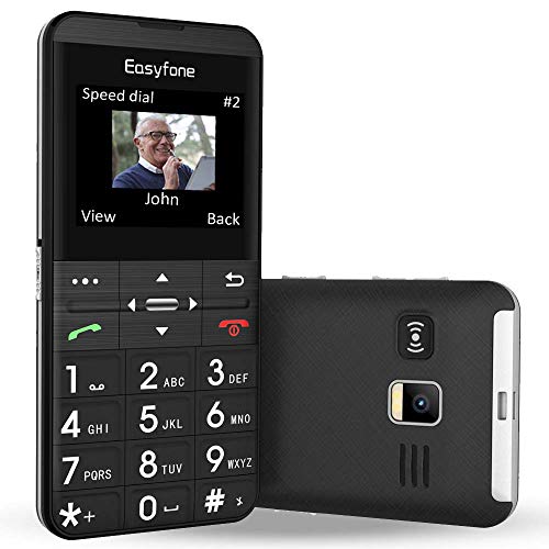 Easyfone Prime-A7 GSM Seniorenhandy ohne Vertrag, 2,0-Zoll-HD-Vollbild-Display, SOS-Funktion mit GPS, Hörgeräte kompatibel, 1500mAh Akku mit Ladestation (Schwarz, GSM) von Easyfone