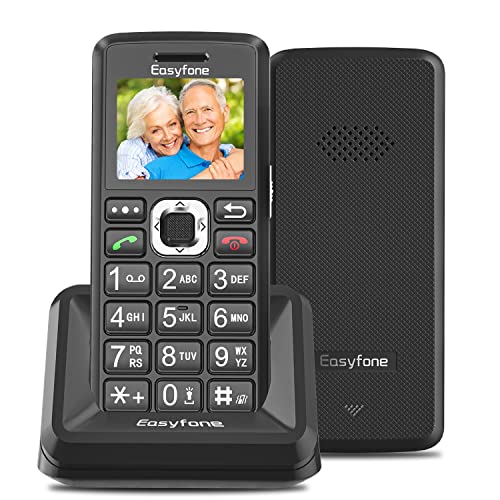 Easyfone T200 GSM Seniorenhandy ohne Vertrag mit großen Tasten 1,8 Zoll, GSM Tastenhandy Mobiltelefon mit SOS Notruftaste und Ladestation (Schwarz) von Easyfone