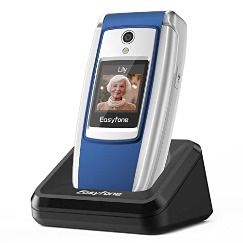 Easyfone T300 4G Seniorenhandy Klapphandy ohne Vertrag, Großtasten Mobiltelefon Einfach und Tasten Notruffunktion, Taschenlampe, 1500mAh Akku und Ladestation (Blau) von Easyfone