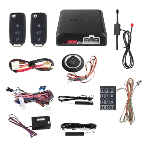 EasyGuard PKE Auto Alarm System mit Fernbedienung Start Starter Push Start Stop Button Touch Passwort Eintrag ungeschliffen Schlüssel Klinge FSK Technologie Code Rolling ec002-v-ns … von Easyguard