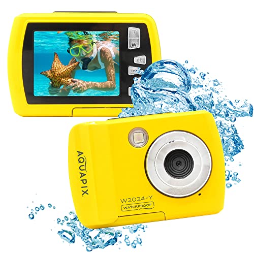 Aquapix W2024 'Splash' Unterwasserkamera, Wasserfest bis 3m, 2.4" Display, Auflösung bis 16 MP, 8X Digital-Zoom, 5MP Sensor, Gelb von Easypix