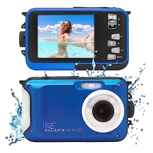 Aquapix W3027 'Wave' Unterwasserkamera, wasserfest bis 3 m, 2.7" Display, bis zu 30 MP Auflösung, 4X Digital-Zoom, 5 MP Sensor, Blau von Aquapix