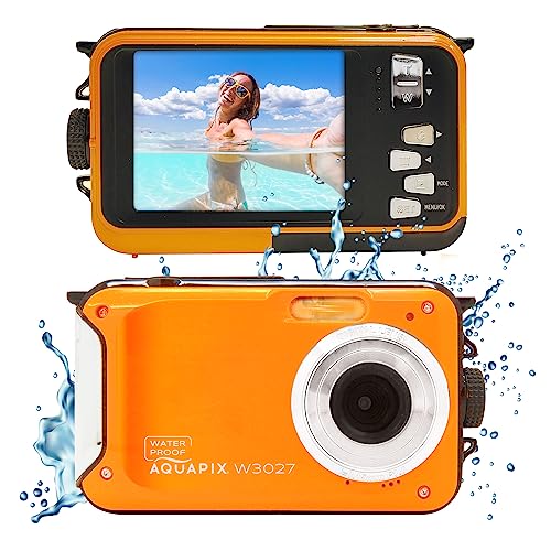 Aquapix W3027 'Wave' Unterwasserkamera, wasserfest bis 3 m, 2.7" Display, bis zu 30 MP Auflösung, 4X Digital-Zoom, 5 MP Sensor, Orange von Easypix