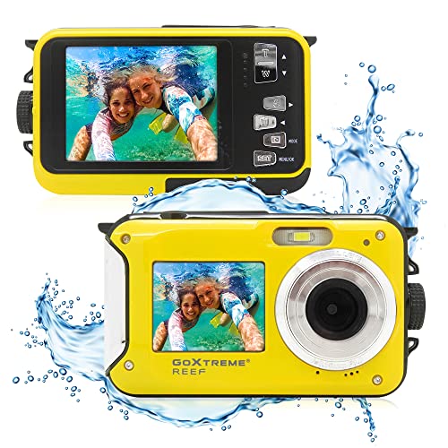 GoXtreme Reef Unterwasserkamera mit Zwei Displays, wasserfest bis 3 m, bis zu 24 MP Auflösung, 4X Digital-Zoom, 8 MP Sensor, Gelb von Easypix