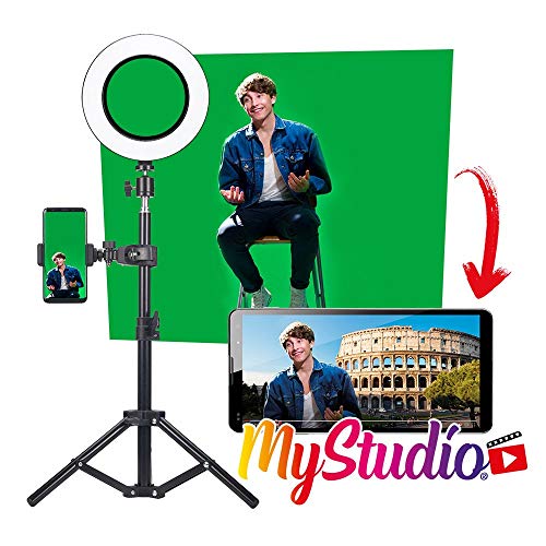 MyStudio Green Screen Studio Kit, Stativ, 2x3 m Greenscreen, Videoleuchte, Mikrofon von Easypix