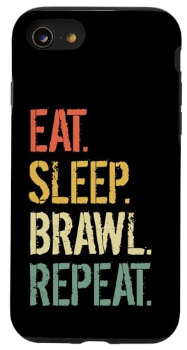 Eat Sleep Brawl Repeat Stars Lustiges Videospiel Hülle für iPhone SE (2020) / 7 / 8 von Eat Sleep Brawl Repeat Gamer Gifts
