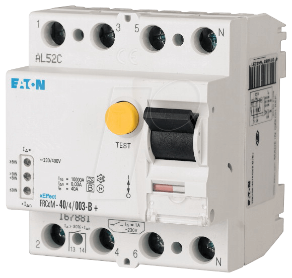 EATON 167902 - Fehlerstromschutz-Schalter, Typ S/B, 63 A, 300 mA, 4 polig von Eaton
