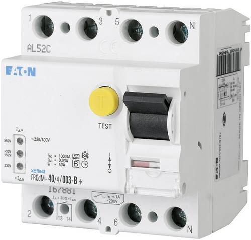 Eaton 167885 FRCDM-40/4/03-G/B+ FI-Schutzschalter allstromsensitiv 4polig 40A 0.3A 240 V, 415V Eaton 167885 FRCDM-40/4/03-G/B+ FI-Schutzschalter allstromsensitiv 4polig 40A 0.3A 240 V, 415V von Eaton