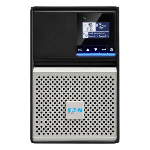 Eaton 5P 1550i - Gen 2 - USV - Tower - Wechselstrom 200/208/220/230/240 V - 1350 Watt - 1550 VA - 1-phasig - 9 Ah - RS-232, USB - Ausgangsanschlüsse: 8 - Schwarz/Silber von Eaton